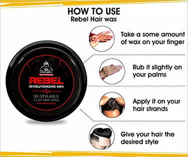 Urbangabru Combo Hair Styling Kit - Rebel Hair Styling Clay Wax (85 Gram) for 100 Times Re-Styleable and Unlimitied Strong Hold No Gas Hair Spray (100 ml)